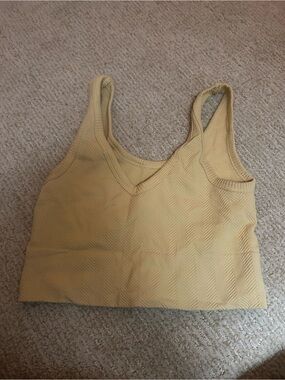 Nikibiki Ribbed V-Neck Crop Bralette - Light Yellow